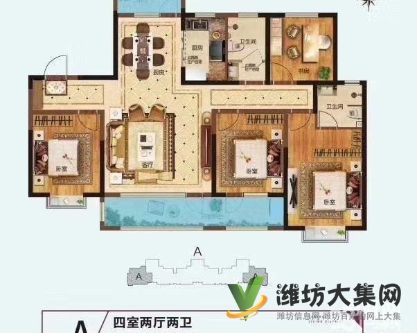 德潤綠城海棠園四室帶車位儲藏室,南北通透戶型,看房