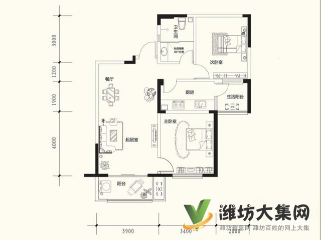 低首付 區(qū)政府近 凡爾賽麗都 客廳朝陽(yáng) 新房未住