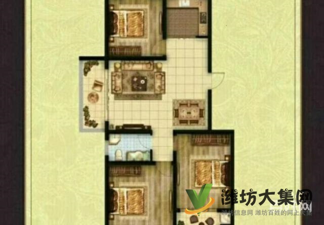 濰縣中路恒信悅府，12樓東山豪華 裝修 ，全明大三