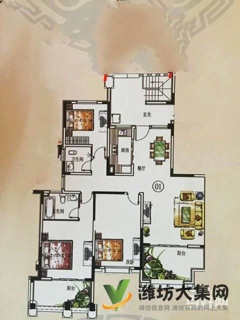 浞河六號,多層電梯二樓西戶168平3室2廳2衛,帶