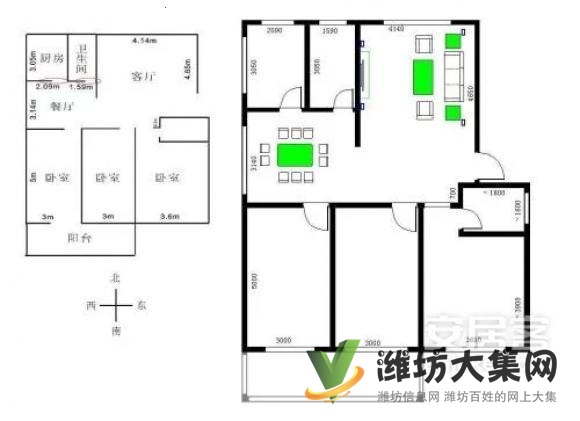 學(xué)府嘉苑, 高鐵北站近,多層三樓121平三臥朝陽(yáng)精