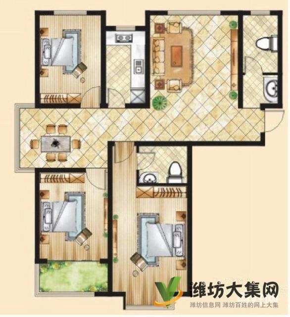 奧體八九近渤景灣大三室兩廳,毛坯新房117平婚房急