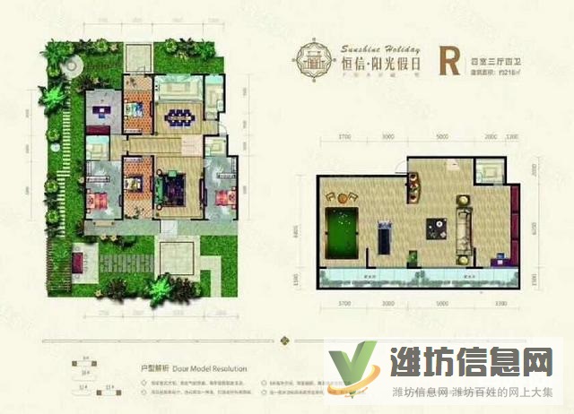 萬達近陽光假日白浪河畔 四層墅質洋房一樓帶院送負一